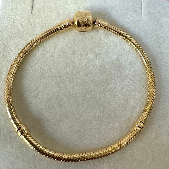 ❗️NEW❗️100% Authentic Pandora 14k Solid Gold Moments Snake l Bracelet 7.3” - Picture 2 of 5